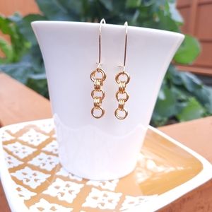 Multi Circle Dangle Gold Tone Earrings